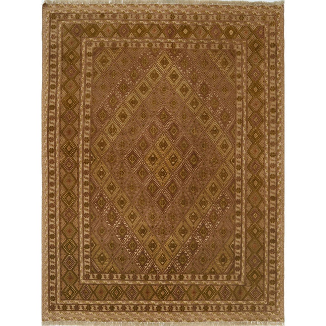Nakhunak Kilim Hand-Woven Wool Kilim IVA0025547 - Natalia Rugs