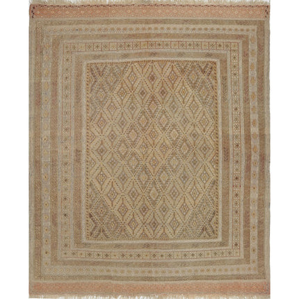 Nakhunak Kilim Hand-Woven Wool Kilim IVA0025837 - Natalia Rugs