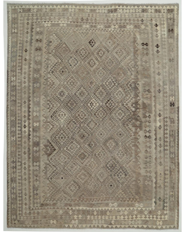 Natural Kilim 10' 0" X 13' 1" Hand Woven Wool Kilim 10' 0" X 13' 1" (305 X 399) / Grey / Wool