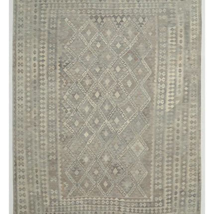 Natural Kilim 9' 9" X 12' 11" Hand Woven Wool Kilim 9' 9" X 12' 11" (297 X 394) / Grey / Wool