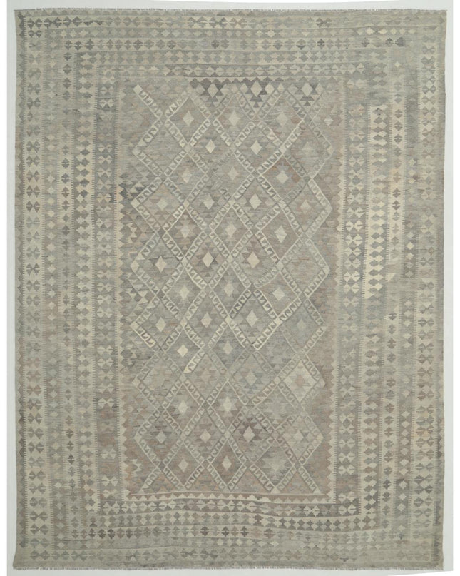 Natural Kilim 9' 9" X 12' 11" Hand Woven Wool Kilim 9' 9" X 12' 11" (297 X 394) / Grey / Wool