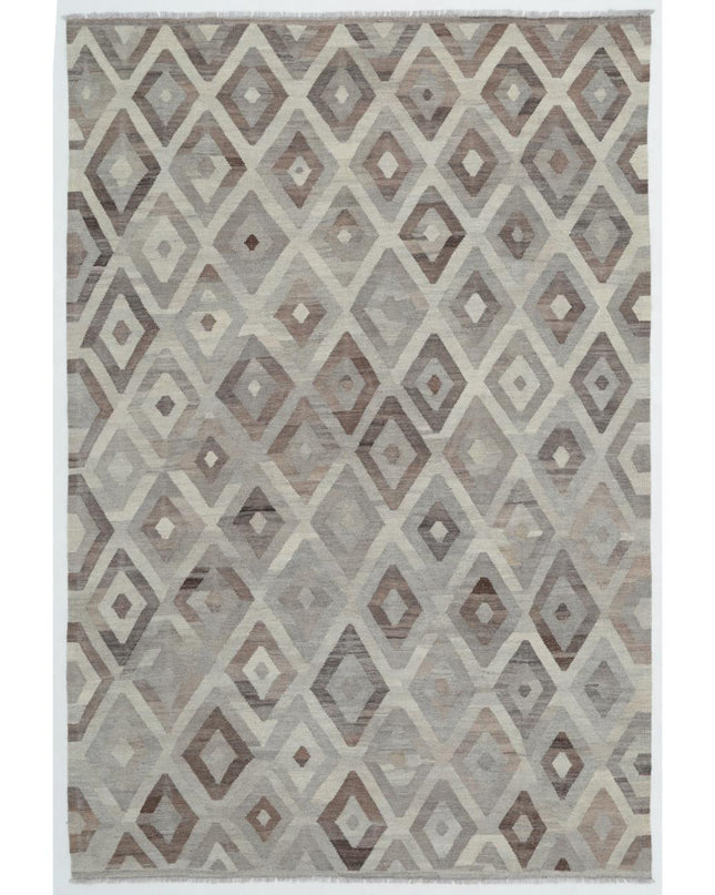 Natural Kilim 6' 7" X 9' 8" Hand Woven Wool Kilim 6' 7" X 9' 8" (201 X 295) / Ivory / Wool