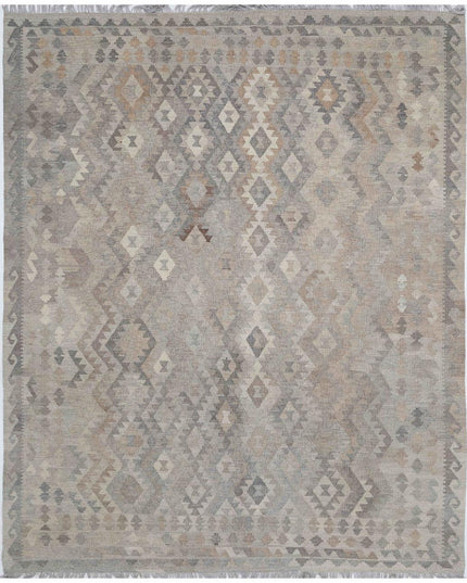 Natural Kilim 8' 1" X 9' 9" Hand Woven Wool Kilim 8' 1" X 9' 9" (246 X 297) / Grey / Wool