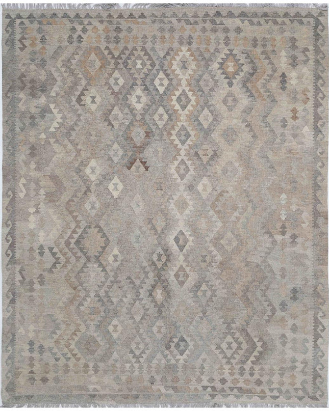 Natural Kilim 8' 1" X 9' 9" Hand Woven Wool Kilim 8' 1" X 9' 9" (246 X 297) / Grey / Wool