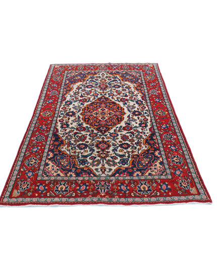 Navahand 4' 2" X 6' 8" Hand Knotted Wool Rug 4' 2" X 6' 8" (127 X 203) / Ivory / Wool