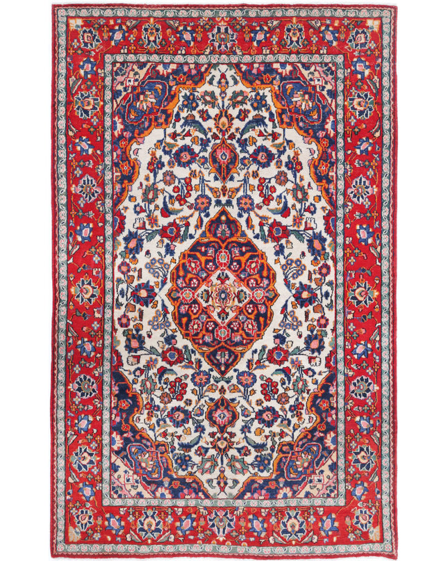 Navahand 4' 2" X 6' 8" Hand Knotted Wool Rug 4' 2" X 6' 8" (127 X 203) / Ivory / Wool