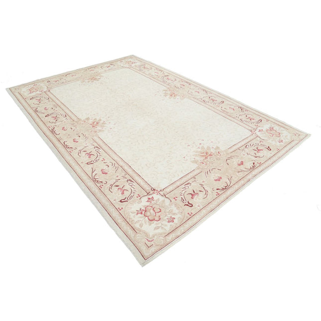 Nickel 6' 7" X 9' 6" Hand Knotted Wool Rug 6' 7" X 9' 6" (201 X 290) / Ivory / Ivory