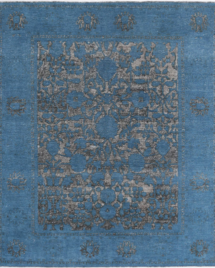Onyx 7' 10" X 9' 3" Hand Knotted Wool Rug 7' 10" X 9' 3" (239 X 282) / Blue / Wool