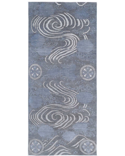 Onyx 6' 2" X 14' 6" Hand Knotted Wool Rug 6' 2" X 14' 6" (188 X 442) / Grey / Wool