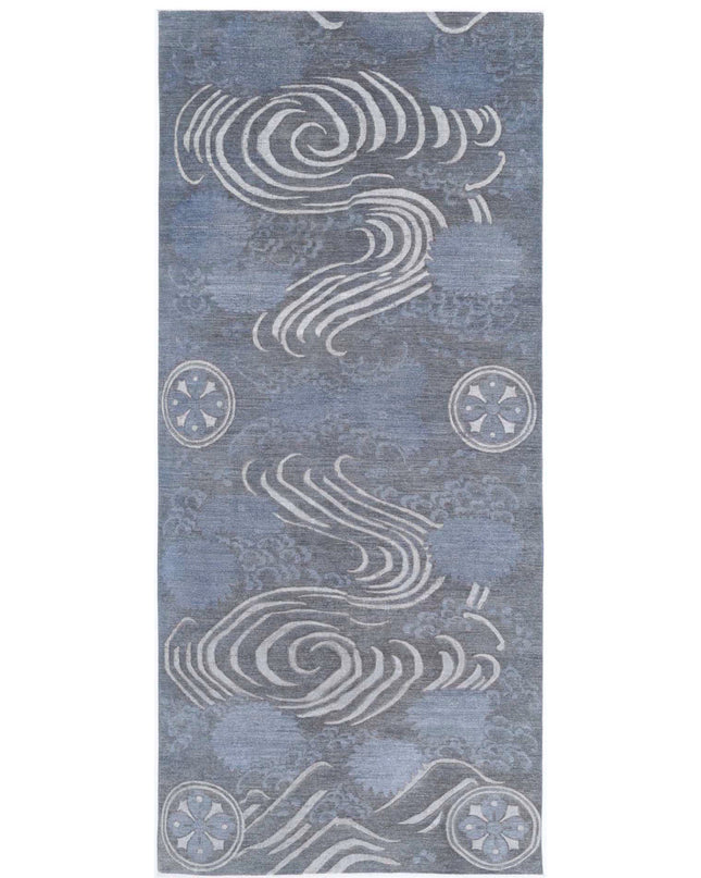 Onyx 6' 2" X 14' 6" Hand Knotted Wool Rug 6' 2" X 14' 6" (188 X 442) / Grey / Wool