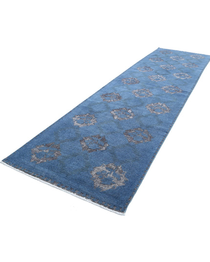 Onyx 3' 10" X 14' 2" Hand Knotted Wool Rug 3' 10" X 14' 2" (117 X 432) / Blue / Wool