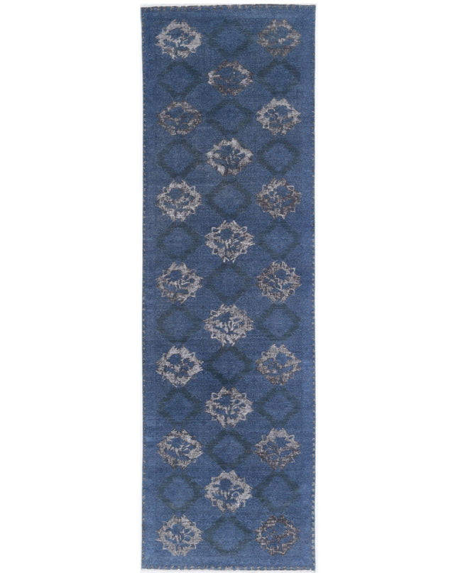 Onyx 3' 10" X 14' 2" Hand Knotted Wool Rug 3' 10" X 14' 2" (117 X 432) / Blue / Wool