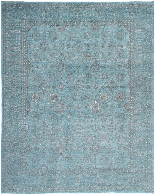 Onyx 12' 0" X 14' 9" Hand Knotted Wool Rug 12' 0" X 14' 9" (366 X 450) / Green / Wool