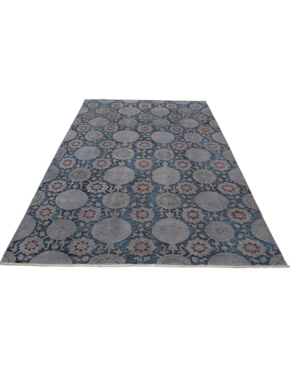 Onyx 5' 9" X 8' 3" Hand Knotted Wool Rug 5' 9" X 8' 3" (175 X 251) / Blue / Wool