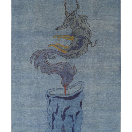 Onyx 6' 0" X 8' 8" Hand Knotted Wool Rug 6' 0" X 8' 8" (183 X 264) / Blue / Wool