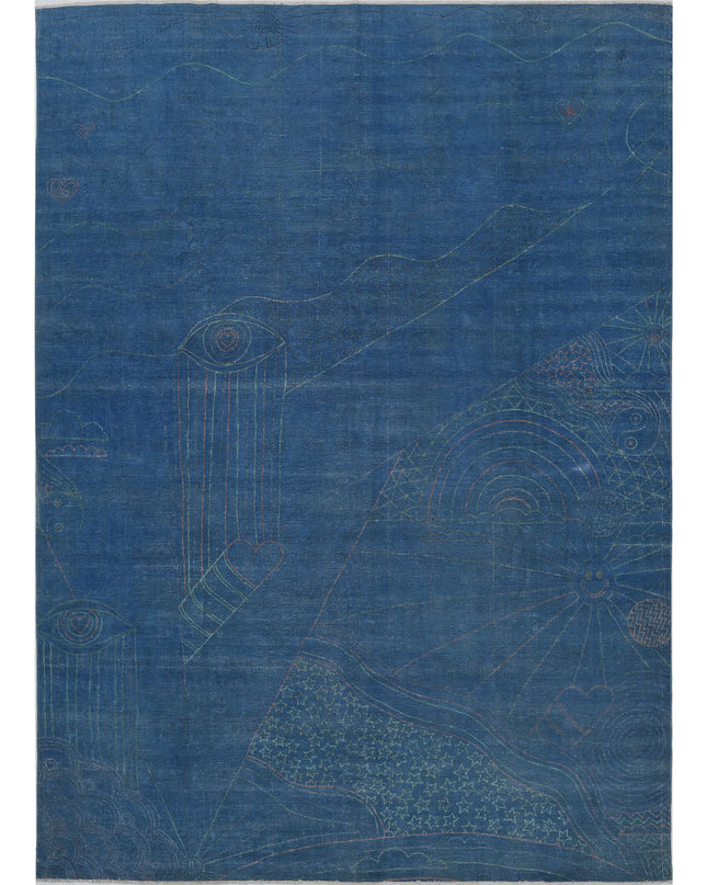 Onyx 9' 7" X 13' 3" Hand Knotted Wool Rug 9' 7" X 13' 3" (292 X 404) / Blue / Wool