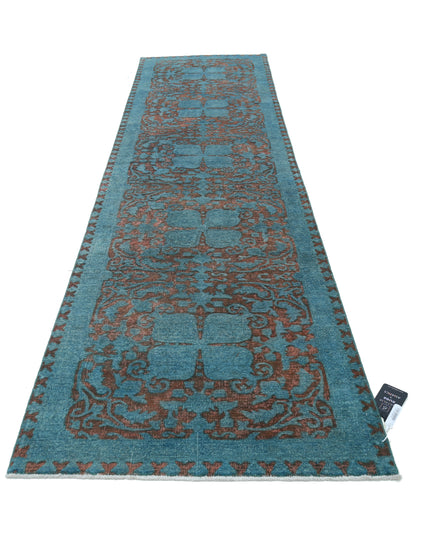 Onyx 3' 5" X 13' 1" Hand Knotted Wool Rug 3' 5" X 13' 1" (104 X 399) / Teal / Wool