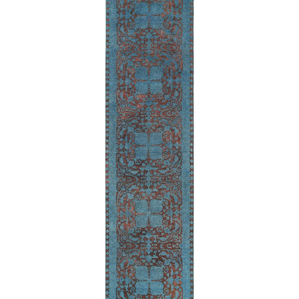 Onyx 3' 5" X 13' 1" Hand Knotted Wool Rug 3' 5" X 13' 1" (104 X 399) / Teal / Wool