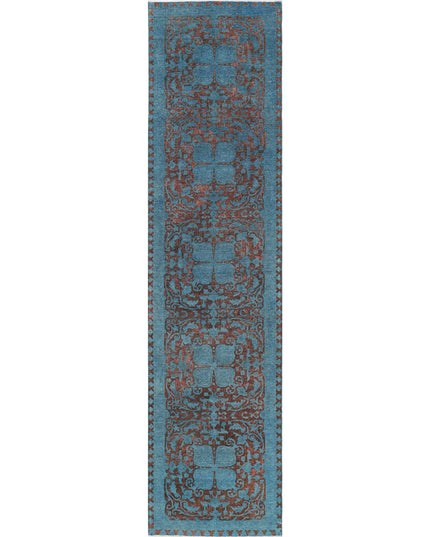 Onyx 3' 5" X 13' 1" Hand Knotted Wool Rug 3' 5" X 13' 1" (104 X 399) / Teal / Wool