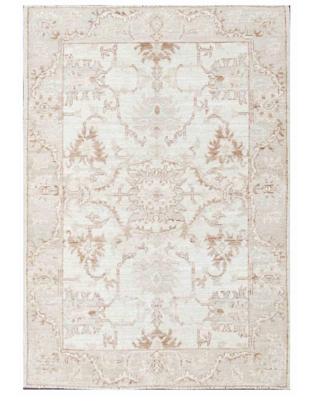 Oushak 4' 2" X 6' 0" Hand Knotted Wool Rug 4' 2" X 6' 0" (127 X 183) / Ivory / Wool