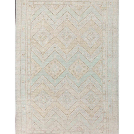 Oushak 6' 1" X 9' 4" Hand Knotted Wool Rug 6' 1" X 9' 4" (185 X 284) / Blue / Wool