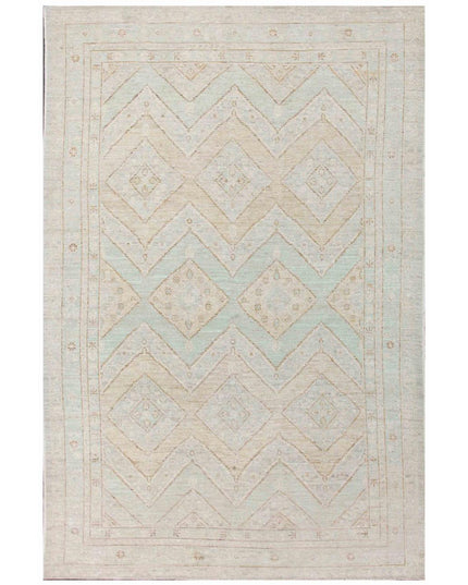 Oushak 6' 1" X 9' 4" Hand Knotted Wool Rug 6' 1" X 9' 4" (185 X 284) / Blue / Wool