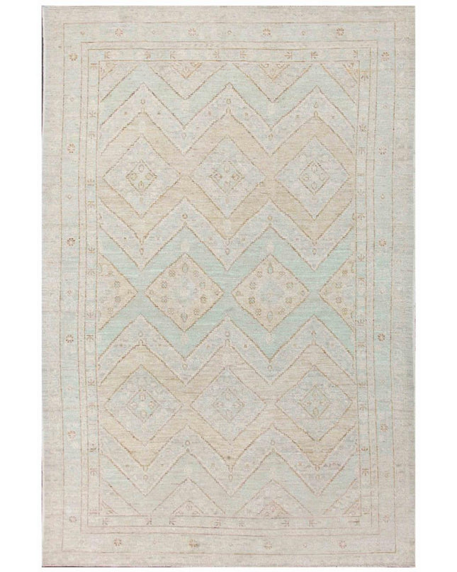 Oushak 6' 1" X 9' 4" Hand Knotted Wool Rug 6' 1" X 9' 4" (185 X 284) / Blue / Wool