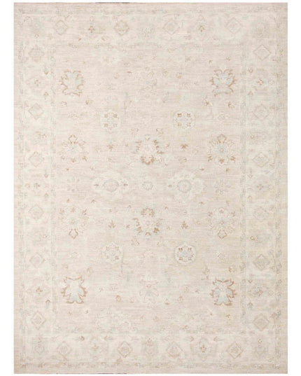Oushak 8' 10" X 11' 10" Hand Knotted Wool Rug 8' 10" X 11' 10" (269 X 361) / Ivory / Wool