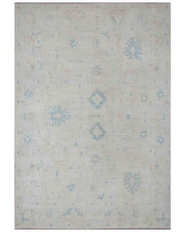 Oushak 9' 5" X 13' 5" Hand Knotted Wool Rug 9' 5" X 13' 5" (287 X 409) / Ivory / Wool