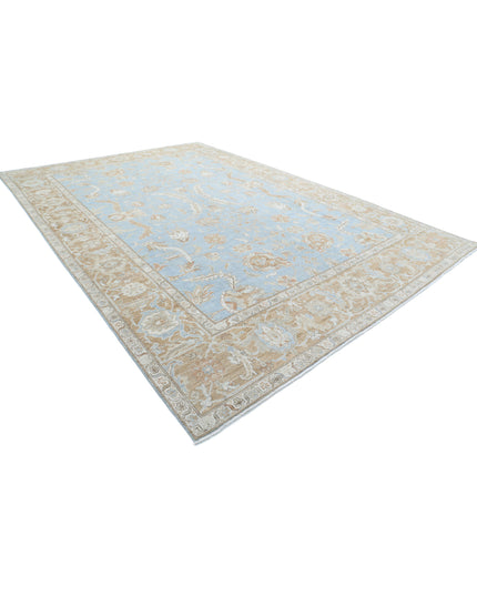 Oushak 10' 2" X 14' 10" Hand Knotted Wool Rug 10' 2" X 14' 10" (310 X 452) / Blue / Wool