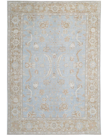 Oushak 10' 2" X 14' 10" Hand Knotted Wool Rug 10' 2" X 14' 10" (310 X 452) / Blue / Wool
