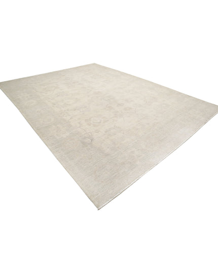 Oushak 9' 11" X 13' 1" Hand Knotted Wool Rug 9' 11" X 13' 1" (302 X 399) / Ivory / Wool