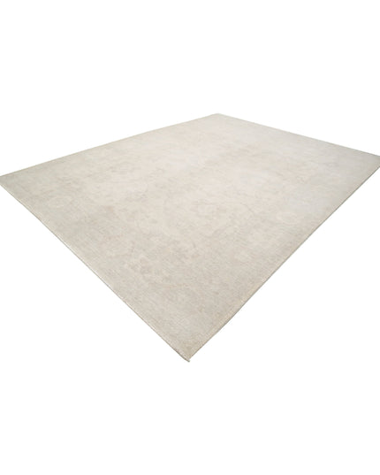 Oushak 9' 11" X 13' 1" Hand Knotted Wool Rug 9' 11" X 13' 1" (302 X 399) / Ivory / Wool