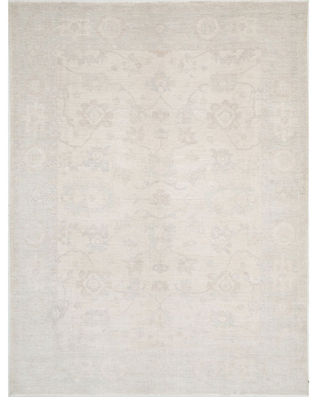 Oushak 9' 11" X 13' 1" Hand Knotted Wool Rug 9' 11" X 13' 1" (302 X 399) / Ivory / Wool