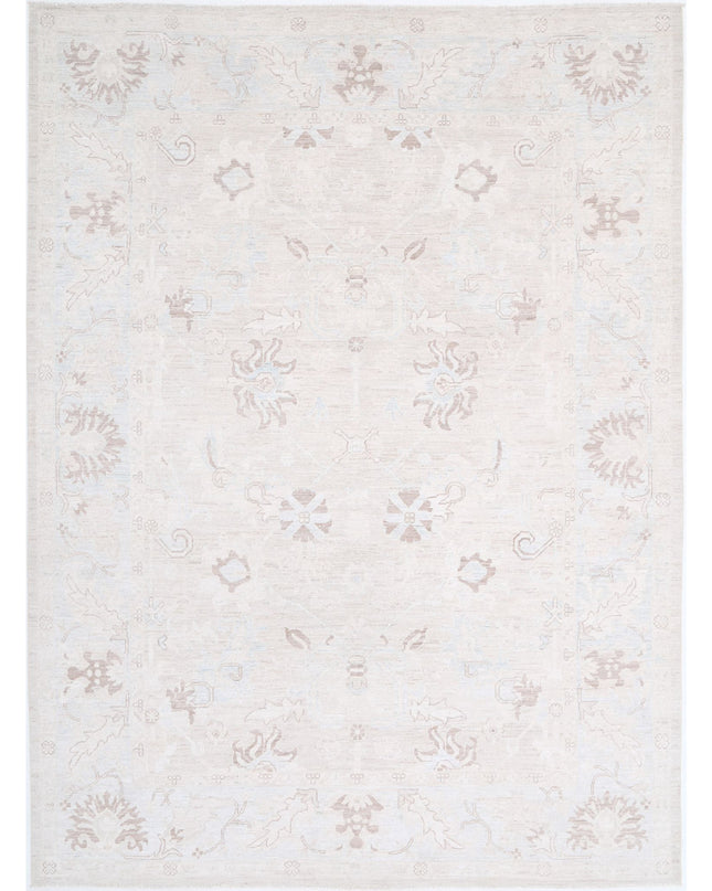 Oushak 8' 8" X 11' 7" Hand Knotted Wool Rug 8' 8" X 11' 7" (264 X 353) / Ivory / Wool