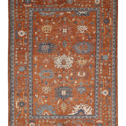 Oushak 10' 6" X 14' 6" Hand Knotted Wool Rug 10' 6" X 14' 6" (320 X 442) / Rust / Wool