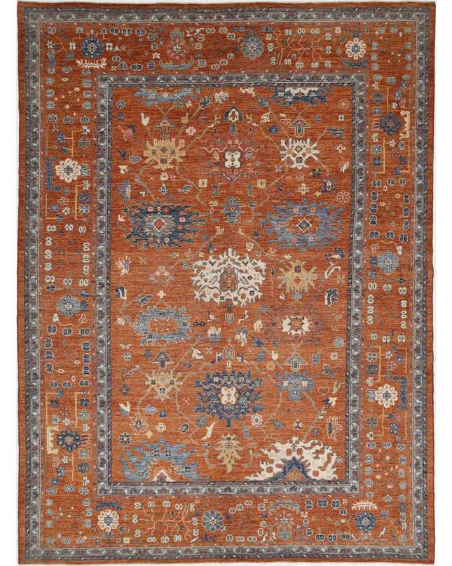 Oushak 10' 6" X 14' 6" Hand Knotted Wool Rug 10' 6" X 14' 6" (320 X 442) / Rust / Wool