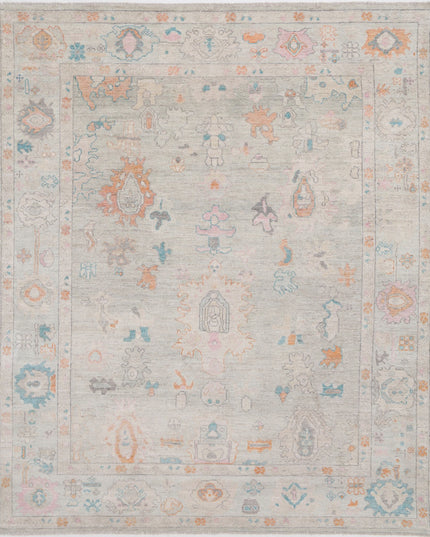 Oushak 8' 5" X 10' 1" Hand Knotted Wool Rug 8' 5" X 10' 1" (257 X 307) / Grey / Wool