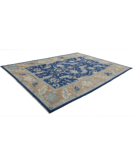 Oushak 9' 11" X 13' 3" Hand Knotted Wool Rug 9' 11" X 13' 3" (302 X 404) / Blue / Wool