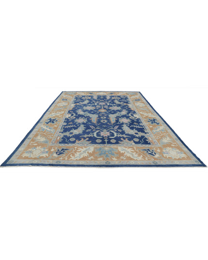Oushak 9' 11" X 13' 3" Hand Knotted Wool Rug 9' 11" X 13' 3" (302 X 404) / Blue / Wool