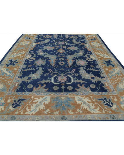 Oushak 9' 11" X 13' 3" Hand Knotted Wool Rug 9' 11" X 13' 3" (302 X 404) / Blue / Wool