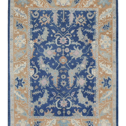 Oushak 9' 11" X 13' 3" Hand Knotted Wool Rug 9' 11" X 13' 3" (302 X 404) / Blue / Wool