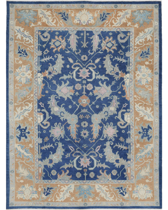 Oushak 9' 11" X 13' 3" Hand Knotted Wool Rug 9' 11" X 13' 3" (302 X 404) / Blue / Wool