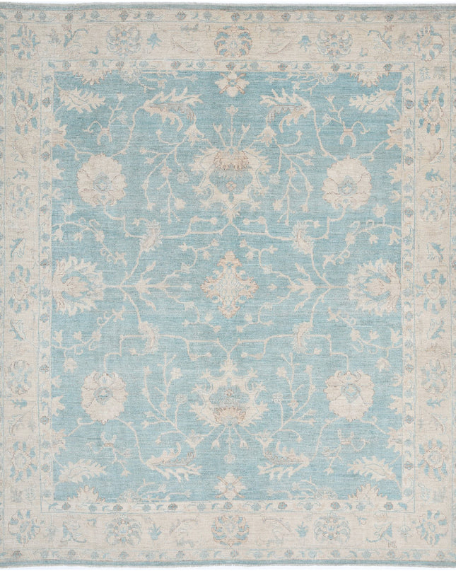 Oushak 7' 11" X 9' 5" Hand Knotted Wool Rug 7' 11" X 9' 5" (241 X 287) / Green / Wool