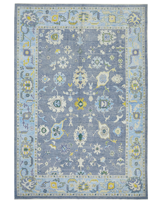 Oushak 10' 1" X 14' 9" Hand Knotted Wool Rug 10' 1" X 14' 9" (307 X 450) / Grey / Wool