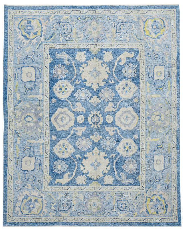 Oushak 9' 5" X 11' 11" Hand Knotted Wool Rug 9' 5" X 11' 11" (287 X 363) / Blue / Wool
