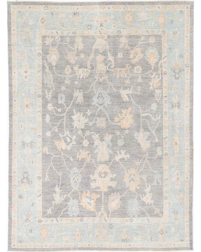 Oushak 9' 9" X 12' 11" Hand Knotted Wool Rug 9' 9" X 12' 11" (297 X 394) / Ivory / Wool