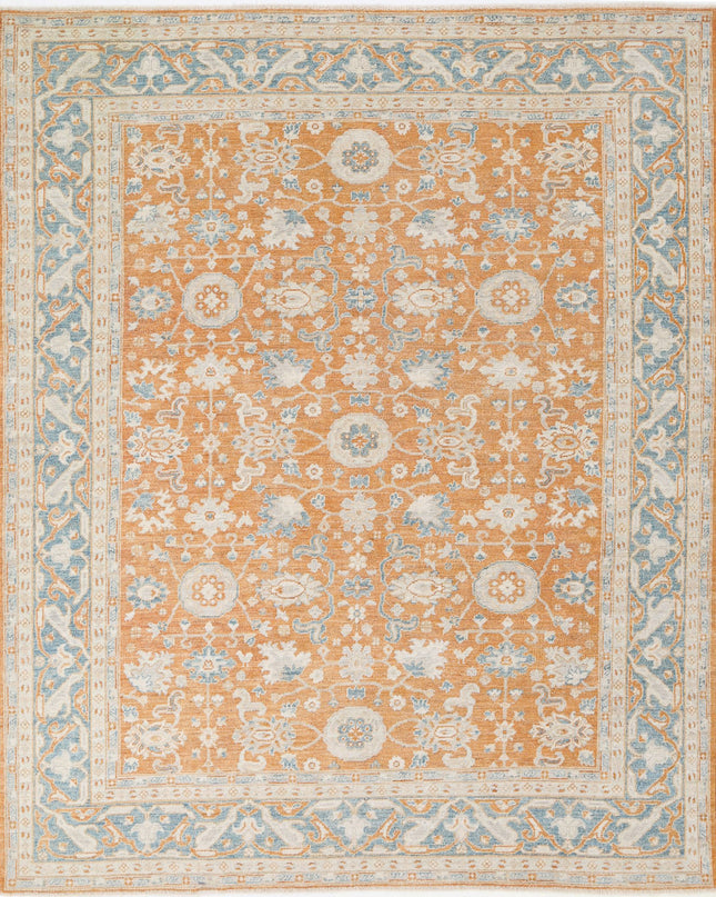 Oushak 8' 3" X 10' 1" Hand Knotted Wool Rug 8' 3" X 10' 1" (251 X 307) / Orange / Wool