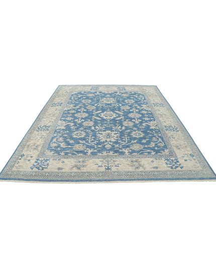 Oushak 8' 1" X 9' 9" Hand Knotted Wool Rug 8' 1" X 9' 9" (246 X 297) / Blue / Wool