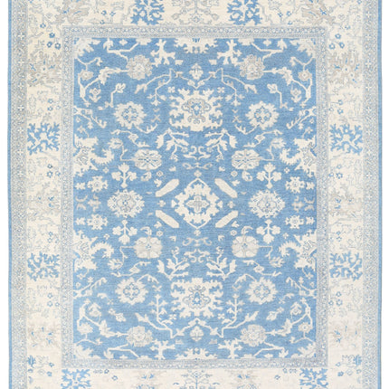 Oushak 8' 1" X 9' 9" Hand Knotted Wool Rug 8' 1" X 9' 9" (246 X 297) / Blue / Wool